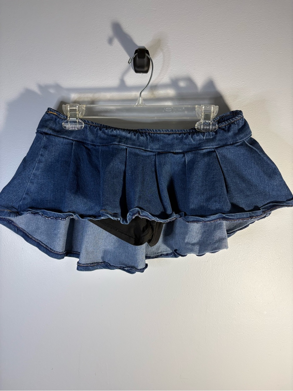 Daisy Dark Blue Ruffled Denim Skort with Built-In Shorts